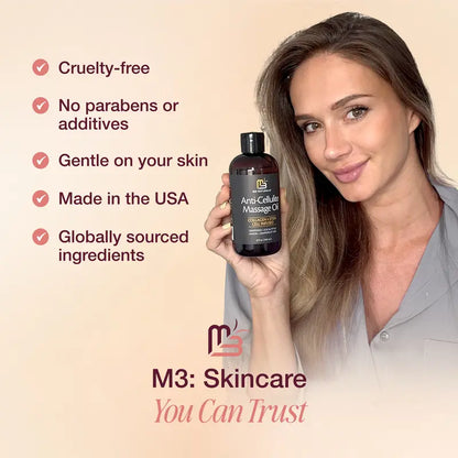 Cellulite Massage Oil 8oz - Smooth the Appearance of Cellulite - Body Care & Skin Care Massage Oil - Topical Collagen and Plant Stem Cell Body Oil to Restore Texture and Elasticity - Soothing Body Oil-HHW