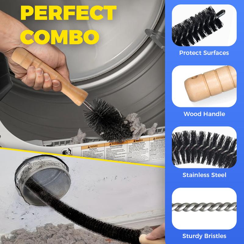 2 Pieces Dryer Vent Cleaner Kit Compatible with All Vacuum Cleaner Dryer Lint Brush and Vacuum Hose Attachment with Stretch Universal Connector Quick Lint Remover-XDX