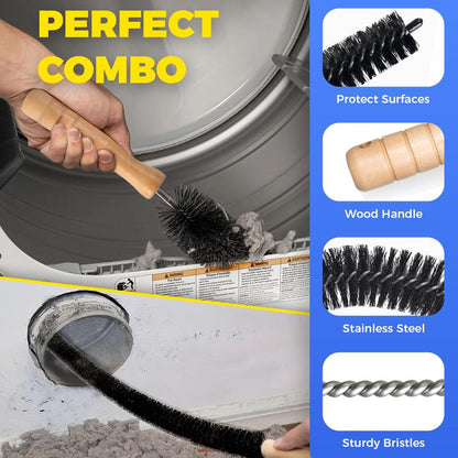 2 Pieces Dryer Vent Cleaner Kit Compatible with All Vacuum Cleaner Dryer Lint Brush and Vacuum Hose Attachment with Stretch Universal Connector Quick Lint Remover-XDX