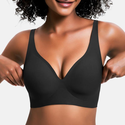 🌷Wireless Womens Comfortable Wireless Bras Push Up Bralettes Seamless Tshirts Bras Deep V Everyday Bras-XDX