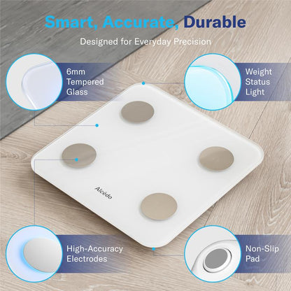 Alcedo Smart Scale for Body Weight, 7-Color Glowing Bluetooth Digital Bathroom Scale for BMI and Body Fat, Body Composition Monitor with Smartphone App-XDX