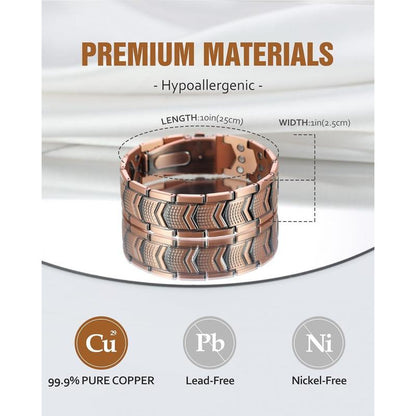Jecanori Copper Bracelet for Men - Premium Fold-Over Clasp Outdoorfun