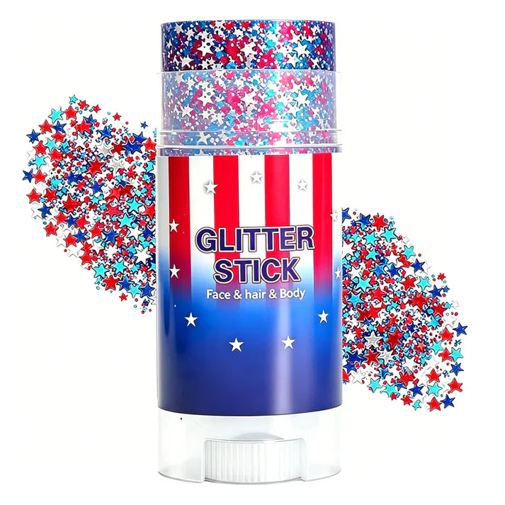 3-in-1 Patriotic Glow😍✨Red, White & Blue Glitter Body Stick